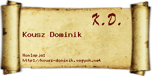 Kousz Dominik névjegykártya